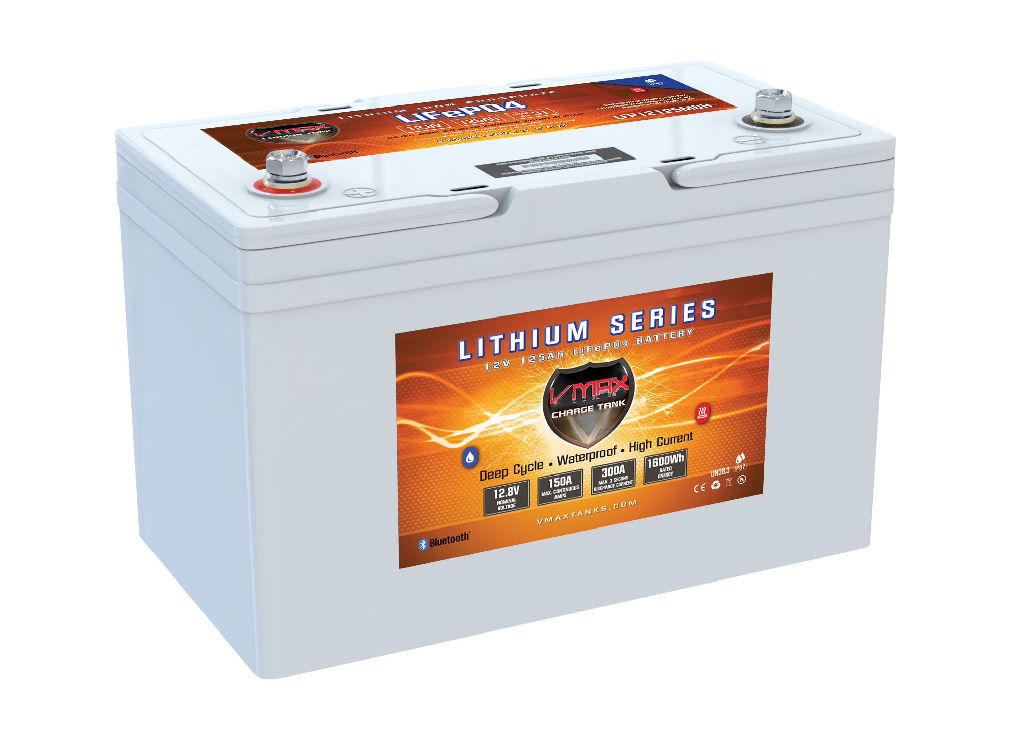 VMAX MBH Series 12V 125Ah LiFePO4 marine battery
